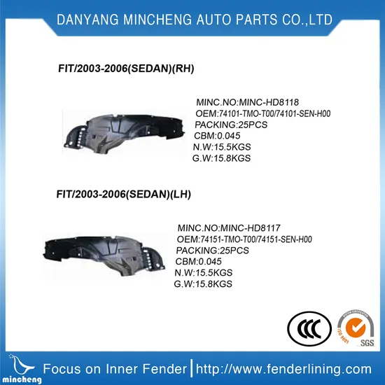 Inner Fender Rubber Liner 74101-Ta0-A01 74151-Ta0-A01 for Honda′ Saccord