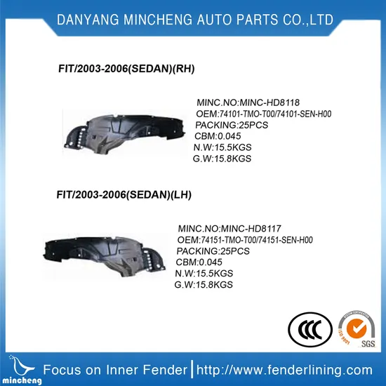 Inner Fender Rubber Liner 74101-Ta0-A01 74151-Ta0-A01 for Honda′ Saccord