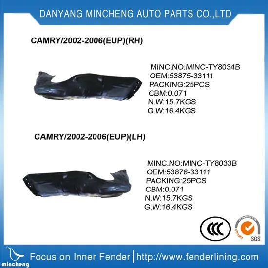 Auto Parts Fender Liner for Toyota 53876-AA011 53875-AA011