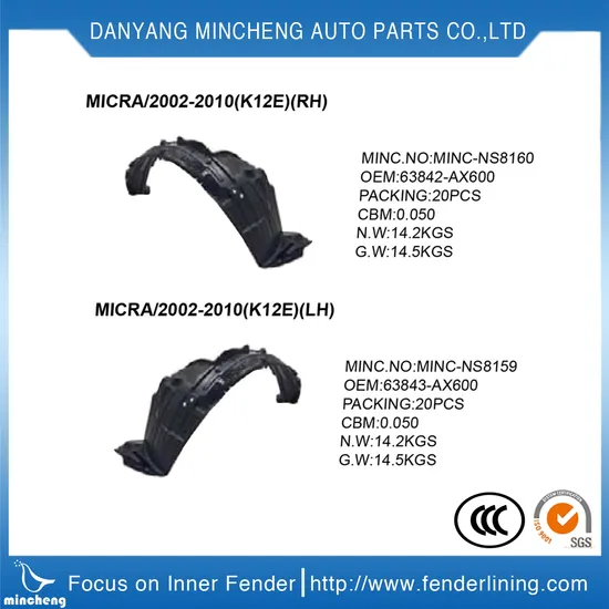Changzhou Auto Parts Plastic Inner Fender Liner for T*Yota 2014 Vios