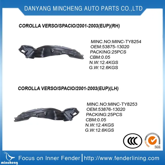 Front Fender Liner for Toyota Front Fender Liner