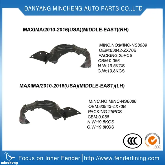 Auto Car Parts Fender Liner OEM 53876-52092 53875-52092 for Nissan