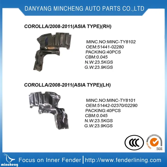 High Quality Fender Liner for Hilux Land Cruiser Uzj200 Vdj200 Prado Lex Us 53875-