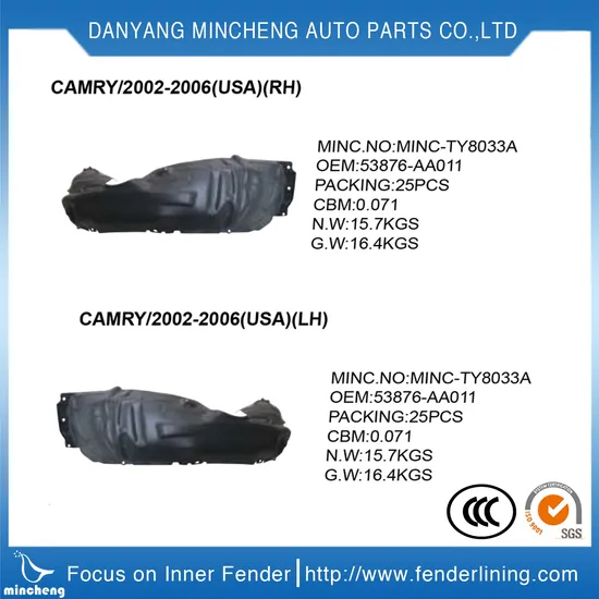 Car Fender Liner for 2016 Toyota Factory Customized