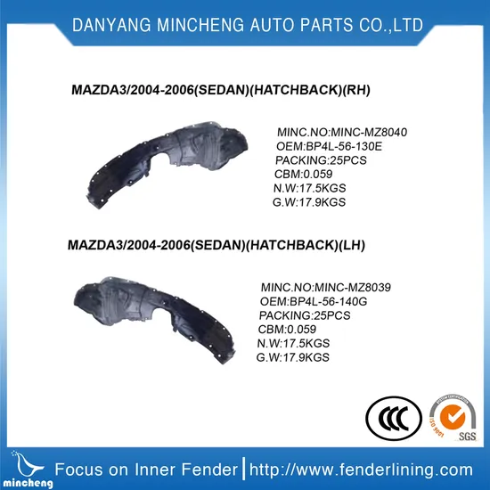 Front Inner Fender /Fender Liner for Mazda 3 Axela 2013 2014 Model Side L OEM: Bkc3-